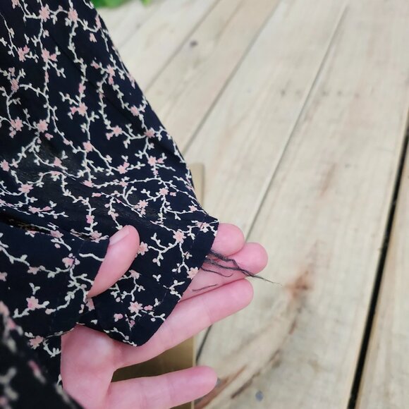 Vintage 1990's Black Floral Rayon Maxi Dress by Putumayo - Picture 9 of 13